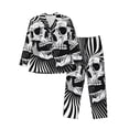 thumbnail image 1 of Daiia Psychedelic Skull Illusion Art for Men's Long-Sleeved Pajama Set – Soft & Comfortable Sleepwear Button-Up Pajamas Cozy Lounge Wear-Medium, 1 of 7