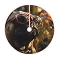thumbnail image 1 of Daiia Pug Wearing Sunglasses Flowers Drawing Merry Christmas Tree Skirt , Xmas Large Lace-up Tree Skirt, Santa Snowflakes Rustic Home Decorations New Year Party Farmhouse Decor-36", 1 of 6