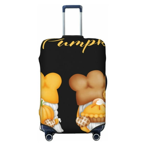 Daiia Pumpkin Pie Gnome Luggage Cover, Thickened Washable Travel Luggage Covers, Elastic Unique Baggage Covers for 18-20 inch Luggage-Small