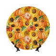 thumbnail image 1 of Daiia Pumpkins And Sunflowers Printed Pattern Ceramic Plate Dinner Plates Bone China Decorative Plates with Display Stand Art Ceramic Ornaments for Wall Hanging Decoration-7in, 1 of 6