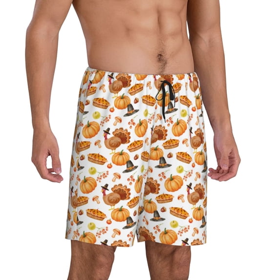 Daiia Pumpkins Mens Woven Stretch Pajama Short,Short Pajama Pants-Large