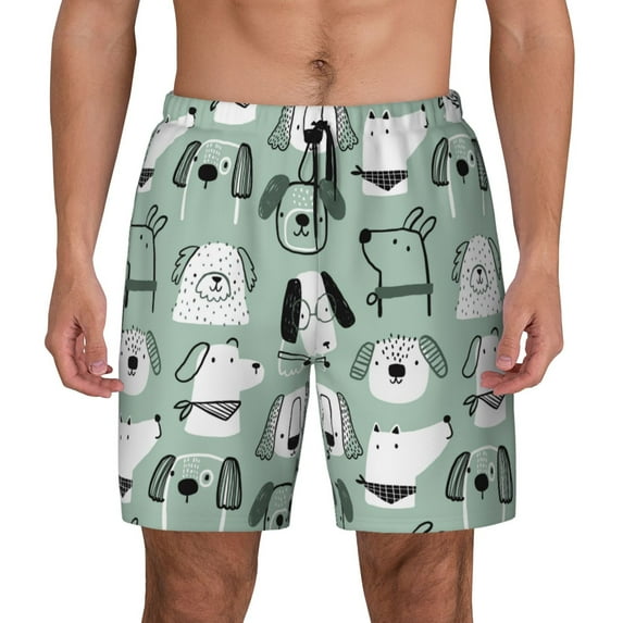 Daiia Puppy Mens Swim Trunks Swim Shorts Quick Dry Swim Shorts with Mesh Lining Pockets-Small