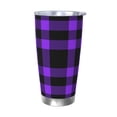 thumbnail image 1 of Daiia Purple Buffalo Plaid Printed 20oz Insulated Coffee Cup with Straw Topper, Fully Spill Proof Travel Coffee Mug, Stainless Steel Tumbler for Work Home Outdoor Car-Without Straw, 1 of 8