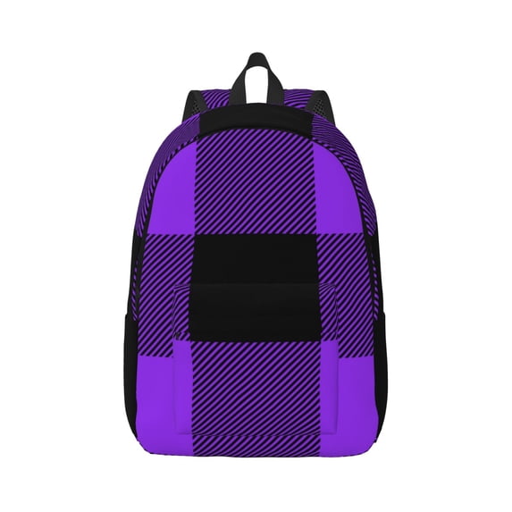 Daiia Purple Buffalo Plaid Vintage Canvas Backpack for Men and Women ,Hiking Backpack,Travel Laptop Bag for School,Large Capacity Backpack