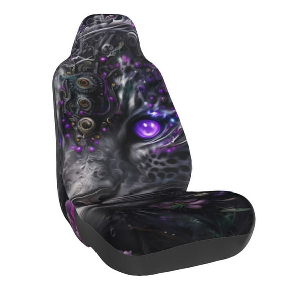 Daiia Purple-Eyed Floral Leopard Printed Car Seat Cover - Waterproof & Sweatproof - Universal Fit, Machine Washable, Non-Slip - Seat Protector for Car, Truck, SUV, Van (1 Pack)