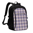 thumbnail image 1 of Daiia Purple Floral Gingham Check Plaid Pattern USB Charging Backpack for Men and Women, Anti-Theft Backpack,Travel Backpack,School Backpack,College Backpack,Laptop Backpack, 1 of 7