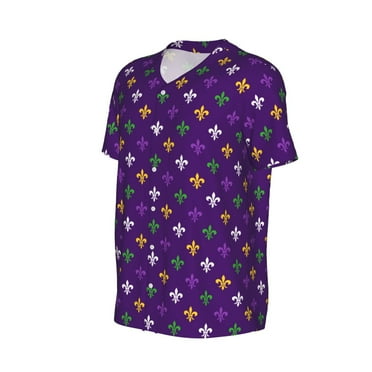 Daiia Purple Mardi Gras Mens Baseball Jersey Button Down Shirts Short Sleeve Sports Uniforms-Small