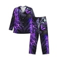 thumbnail image 1 of Daiia Purple Plant White Tiger for Men's Long-Sleeved Pajama Set – Soft & Comfortable Sleepwear Button-Up Pajamas Cozy Lounge Wear-Small, 1 of 7