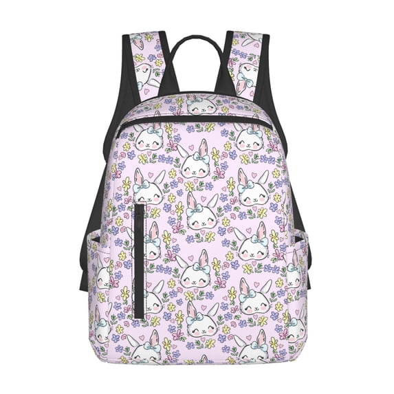 Daiia Purple Rabbit School Backpack for Men and Women Lightweight Backpack Durable Backpack Water-Resistant,Travel,Work Bag