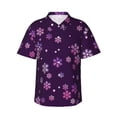 thumbnail image 1 of Daiia Purple Snow Flakes Hawaiian Shirt for Men Gentle Cotton Regular Short Sleeve Casual-Large, 1 of 9