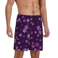 thumbnail image 1 of Daiia Purple Snow Flakes Mens Woven Stretch Pajama Short,Short Pajama Pants-Medium, 1 of 7