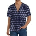 thumbnail image 1 of Daiia Purple and Blue Squares Men's Linen Shirts Short Sleeve Casual Shirts Button Down Shirt for Men Beach Summer Wedding Shirt-XX-Large, 1 of 6