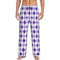thumbnail image 1 of Daiia Purple argyle Pattern Men's Sleep Pant with Pockets and Drawstring,Pajama Pants-Small, 1 of 6