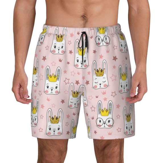 Daiia Queen For Rabbit Mens Swim Trunks Swim Shorts Quick Dry Swim Shorts with Mesh Lining Pockets-Small
