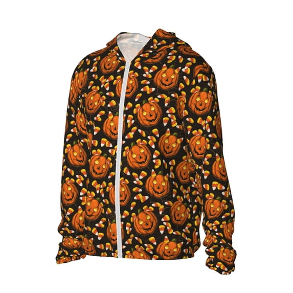 Daiia Quirky Corn Pumpkin UPF 50+ Sun Protection Hoodie Jacket Lightweight Long Sleeve Sun Shirt for Women Men with Pocket Hiking Outdoor-3X-Large