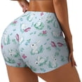 thumbnail image 1 of Daiia Rabbit And Butterfly Pattern Women's Workout Shorts Biker Shorts - High Waisted Workout Spandex Tummy Control Gym Running Yoga Shorts-Large, 1 of 8