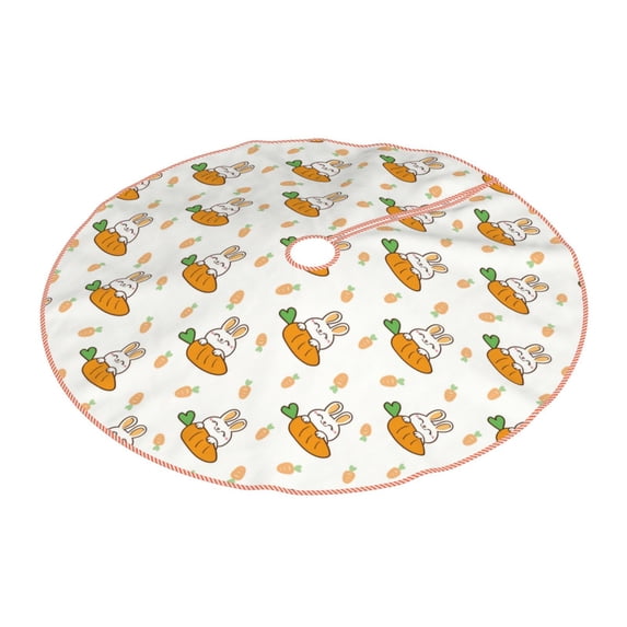Daiia Rabbit And Carrot Drawing Merry Christmas Tree Skirt , Xmas Large Lace-up Tree Skirt, Santa Snowflakes Rustic Home Decorations New Year Party Farmhouse Decor-30"