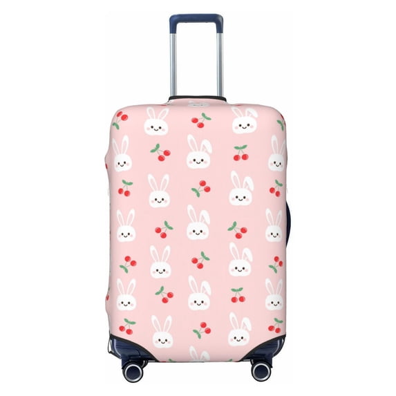 Daiia Rabbit And Cherry Luggage Cover, Thickened Washable Travel Luggage Covers, Elastic Unique Baggage Covers for 18-20 inch Luggage-Small