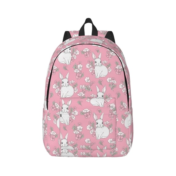 Daiia Rabbit And Flower Vintage Canvas Backpack for Men and Women ,Hiking Backpack,Travel Laptop Bag for School,Large Capacity Backpack
