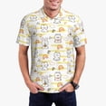 thumbnail image 1 of Daiia Rabbit And Milk Tea Pattern Men’s Polo Shirts,Solid Deck Shirt,Classic Fit, Breathable Cotton Polo for Casual and Sport Wear-Medium, 1 of 7