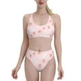 thumbnail image 1 of Daiia Rabbit And Peach printed 2 piece Swimsuit Bikinis for Women High Waisted Racerback Bathing Suits Summer Tummy Control Scoop Neck Swimwear-Medium, 1 of 8