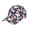 thumbnail image 1 of Daiia Rabbit And Rose print Baseball Cap Men Women Golf Dad Hat Adjustable Original Classic Low Profile Hat Unconstructed Plain Cap, 1 of 9