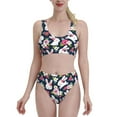 thumbnail image 1 of Daiia Rabbit And Rose printed 2 piece Swimsuit Bikinis for Women High Waisted Racerback Bathing Suits Summer Tummy Control Scoop Neck Swimwear-Medium, 1 of 8