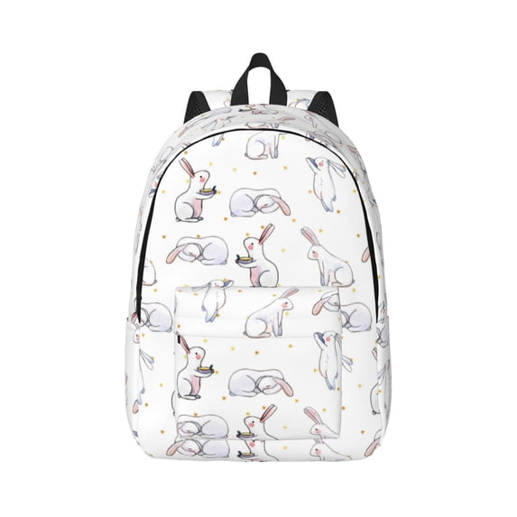 Daiia Rabbit Eating Vintage Canvas Backpack for Men and Women ,Hiking Backpack,Travel Laptop Bag for School,Large Capacity Backpack