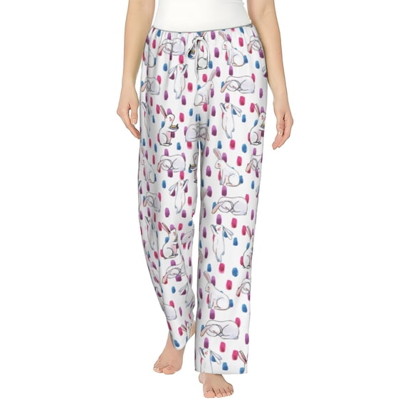 Daiia Rabbit Eating Women's Sleep Pant with Pockets and Drawstring,Pajama Pants-Small