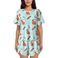 thumbnail image 1 of Daiia Rabbit Is Eating Carrots Pattern Womens Pajama Sets Short Sleeve Pajamas for Women Sets Soft Lounge Sets Casual Round Neck Sleepwear PJS-XX-Large, 1 of 7