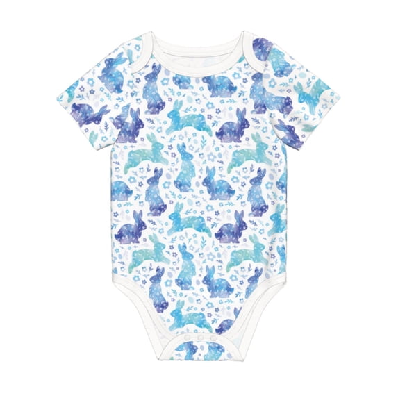 Daiia Rabbit2 Printed Unisex-Baby Short Sleeve Onesies Bodysuits Baby Climbing Clothes Soft and Comfortable Romper with Expandable Shoulder Design-2 Years