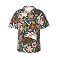thumbnail image 1 of Daiia Rabbits on Floral Hawaiian Shirt for Men Gentle Cotton Regular Short Sleeve Casual-Medium, 1 of 9
