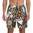 thumbnail image 1 of Daiia Rabbits on Floral Mens Swim Trunks Swim Shorts Quick Dry Swim Shorts with Mesh Lining Pockets-X-Large, 1 of 9
