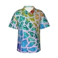 thumbnail image 1 of Daiia Rainbow Glitter Hawaiian Shirt for Men Gentle Cotton Regular Short Sleeve Casual-XX-Large, 1 of 9