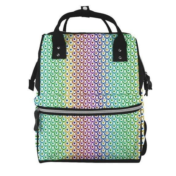 Daiia Rainbow Peacock Feathers Large Capacity Baby Bag Waterproof Stylish Diaper Bag Mummy Backpack Adjustable Straps Diaper BagBaby Essentials Bag