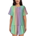 thumbnail image 1 of Daiia Rainbow Peacock Feathers Pattern Womens Pajama Sets Short Sleeve Pajamas for Women Sets Soft Lounge Sets Casual Round Neck Sleepwear PJS-4X-Large, 1 of 7