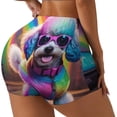 thumbnail image 1 of Daiia Rainbow Poodle Urban Street Pattern Women's Workout Shorts Biker Shorts - High Waisted Workout Spandex Tummy Control Gym Running Yoga Shorts-Medium, 1 of 8