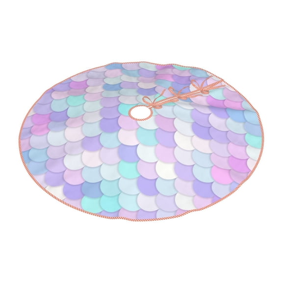 Daiia Rainbow Scales Drawing Merry Christmas Tree Skirt , Xmas Large Lace-up Tree Skirt, Santa Snowflakes Rustic Home Decorations New Year Party Farmhouse Decor-30"