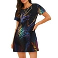 thumbnail image 1 of Daiia Rainbow Wings Majestic Dragon Print Women's Nightshirt Soft Nightgowns for Women Short Sleeve dress Short-sleeved Sleepwear, 1 of 6