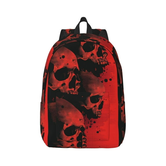Daiia Red And Black Abstract Skull Vintage Canvas Backpack for Men and Women ,Hiking Backpack,Travel Laptop Bag for School,Large Capacity Backpack-Medium