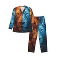 thumbnail image 1 of Daiia Red And Blue Fire Lion for Men's Long-Sleeved Pajama Set – Soft & Comfortable Sleepwear Button-Up Pajamas Cozy Lounge Wear-XX-Large, 1 of 7
