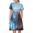 thumbnail image 1 of Daiia Red And Blue Fire Mountains Print Women's Dresses 2025 Trendy Short sleeve Dresses Casual Baggy Flowy Maxi Sun Dresses, 1 of 6
