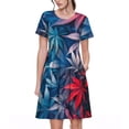 thumbnail image 1 of Daiia Red And Blue Leaves Print Women's Dresses 2025 Trendy Short sleeve Dresses Casual Baggy Flowy Maxi Sun Dresses, 1 of 6