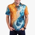 thumbnail image 1 of Daiia Red And Blue Waves Pattern Men’s Polo Shirts,Solid Deck Shirt,Classic Fit, Breathable Cotton Polo for Casual and Sport Wear-Small, 1 of 7