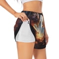 thumbnail image 1 of Daiia Red And Gray Flame Fox Pattern Women's 2 in 1 Running Shorts - Lightweight Athletic Workout Gym Yoga Shorts Liner with Phone Pockets-Large, 1 of 7