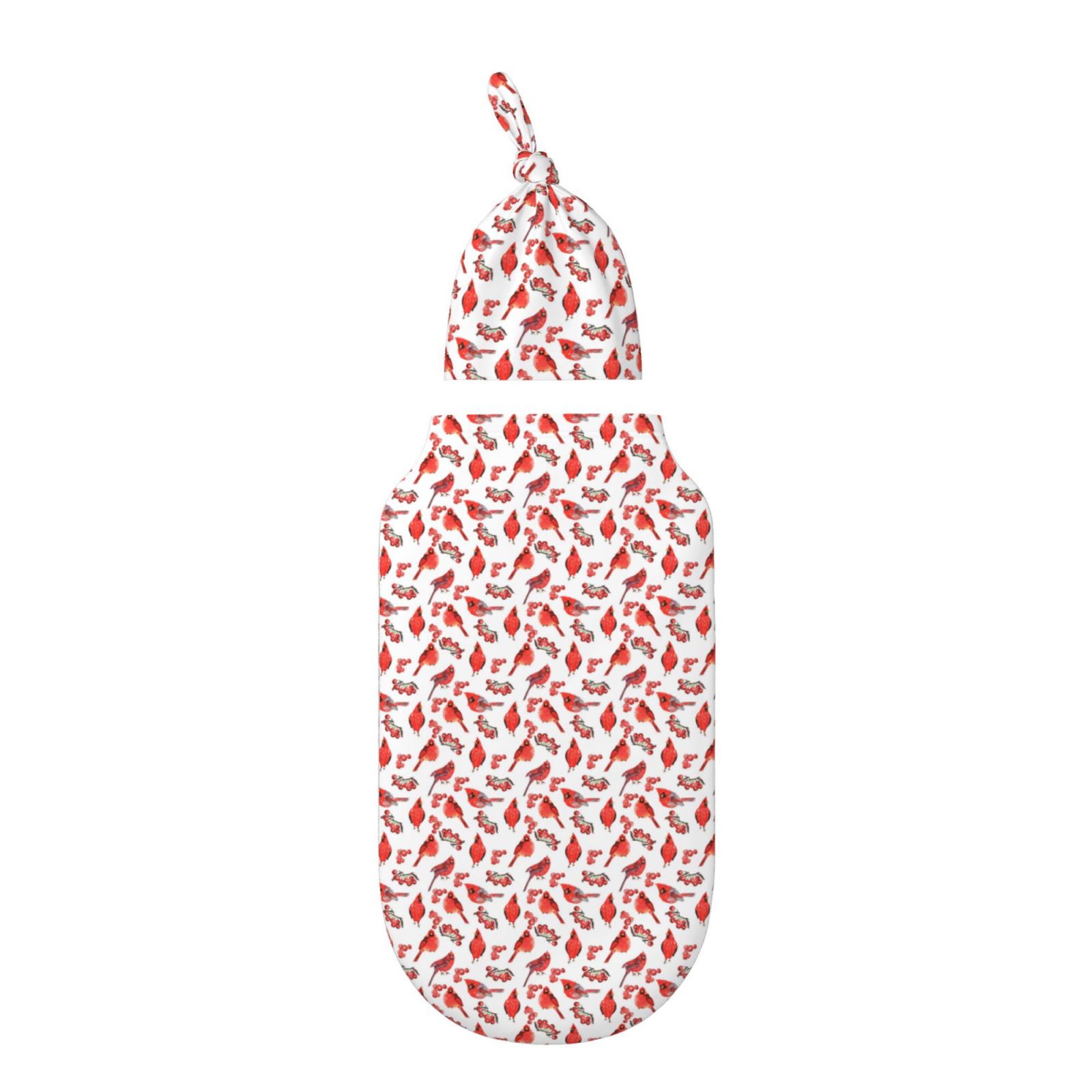 Daiia Red Birds Pattern Swaddle Blanket and Hat Set Newborn Swaddle
