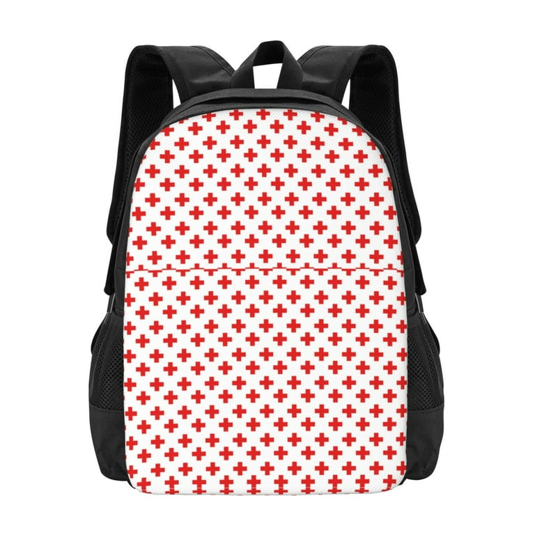 Daiia Red Cross Backpack for Men and Women Durable Backpack Large Capacity Water Resistant Bag with Adjustable Straps and Laptop Compartment