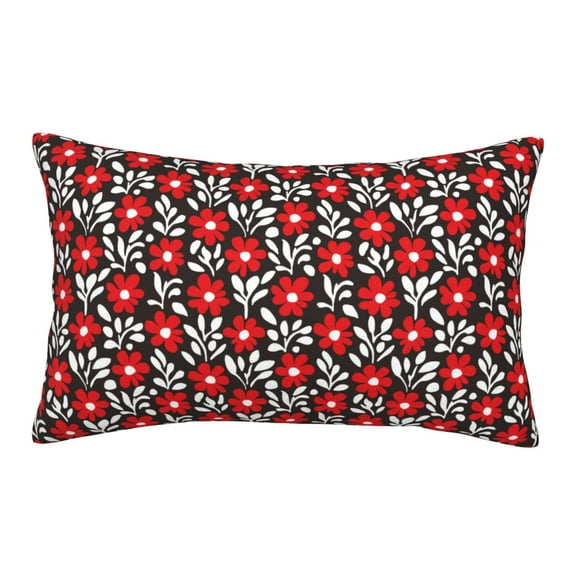 Daiia Red Floral Bedding Waterproof Pillow Protector Zippered Queen – Bed Bug Proof Pillow Encasement-14"x20"