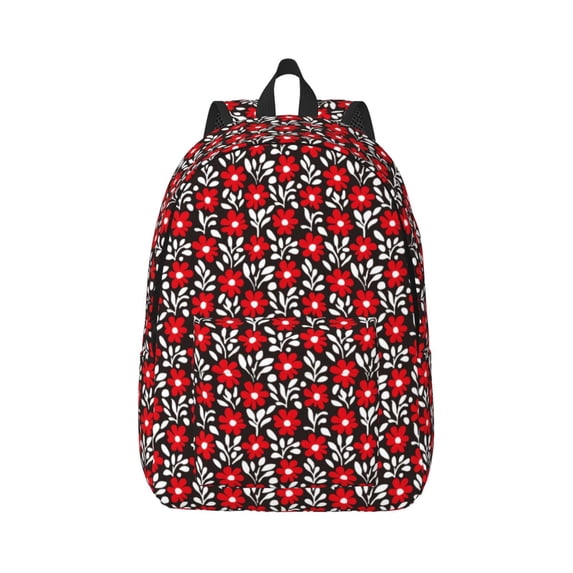 Daiia Red Floral Vintage Canvas Backpack for Men and Women ,Hiking Backpack,Travel Laptop Bag for School,Large Capacity Backpack