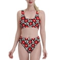thumbnail image 1 of Daiia Red Floral printed 2 piece Swimsuit Bikinis for Women High Waisted Racerback Bathing Suits Summer Tummy Control Scoop Neck Swimwear-X-Large, 1 of 8